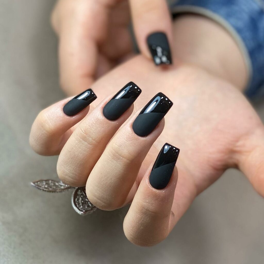 40 Latest Black Coffin Nail Designs To Try In 2024! 28 Glossy Vs Matte