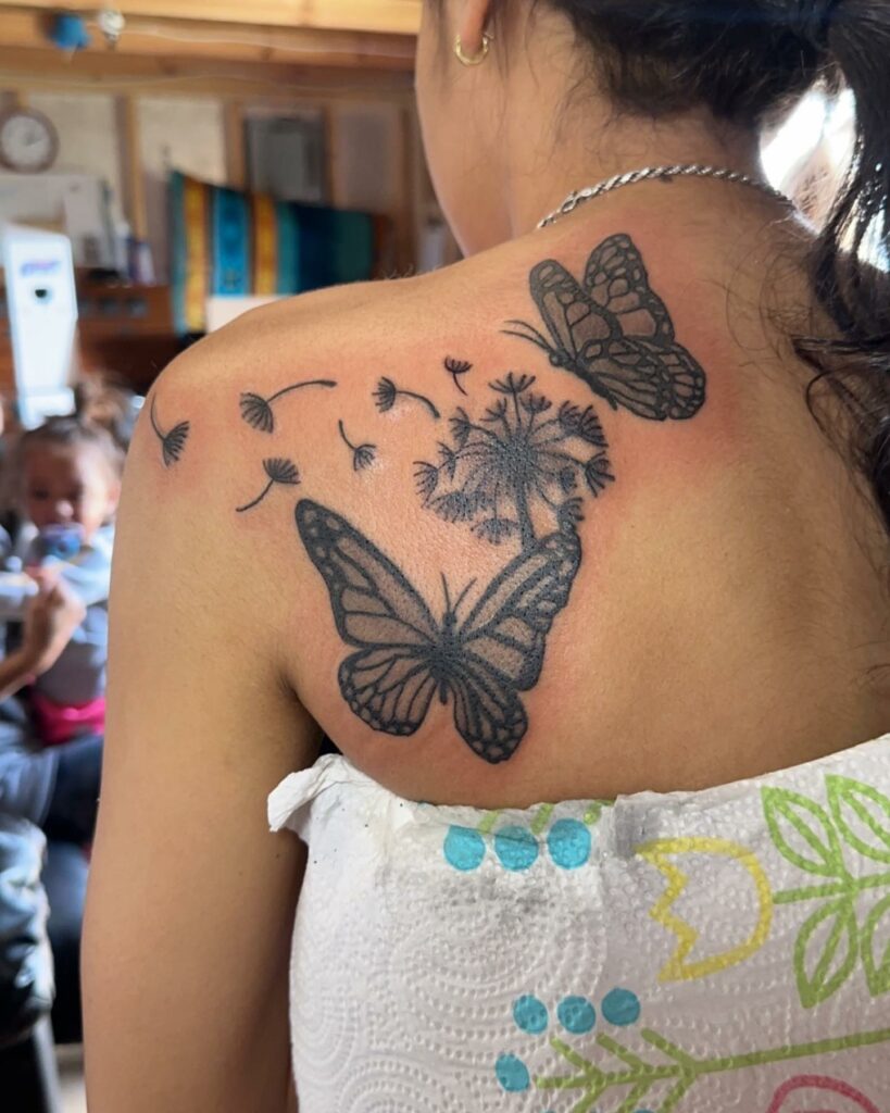 BEAUTIFUL SHOULDER TATTOO IDEAS FOR WOMEN IN 2024 20 Back Shoulder Butterfly Bright Tattoo