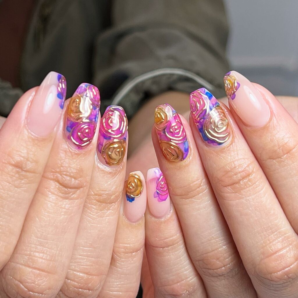 Discover 35 Pink Marble Nail Designs of 2024 38 Purple, Pink And Gold