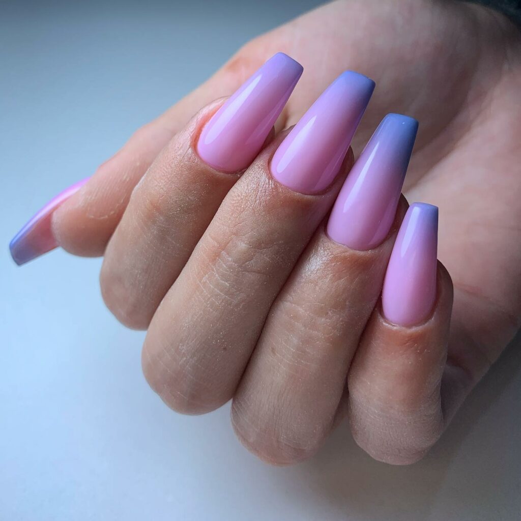 30 Latest Pink And Purple Nail Designs To Try In 2024! 24 Pink And Purple Ombre Coffin Nails