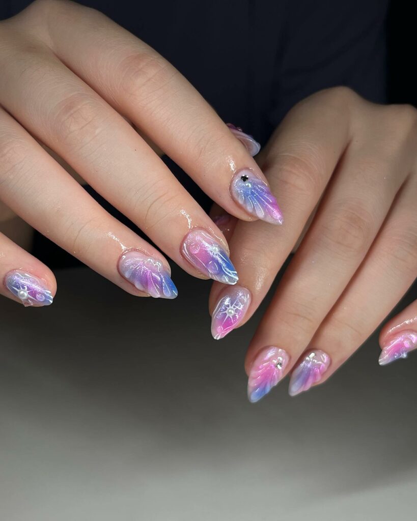 20 Latest Bubble Nail Ideas To Try In 2024! 17 Bubble Design On Pink And Blue Ombre Nails