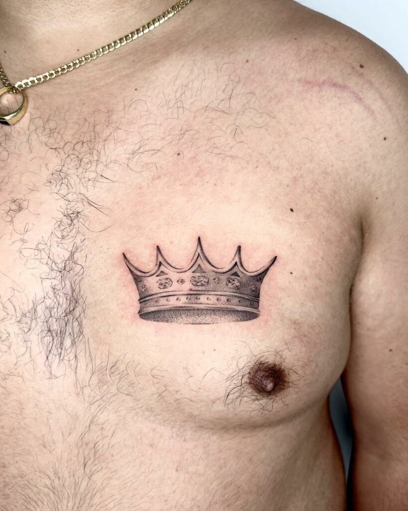 10 Amazing Chest Tattoos For Men + Meanings - updated for 2024 17 Chest Male Crown Tattoos for the Real Leader
