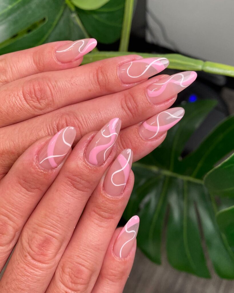 Get Swirly with 35 Swirl Nails Ideas for 2024 11 White And Pink Swirl Nails
