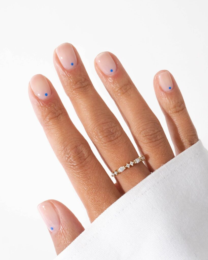20 Latest Minimalist Nail Ideas To Try In 2024! 25 Minimalist Nails With Tiny Blue Dot Design