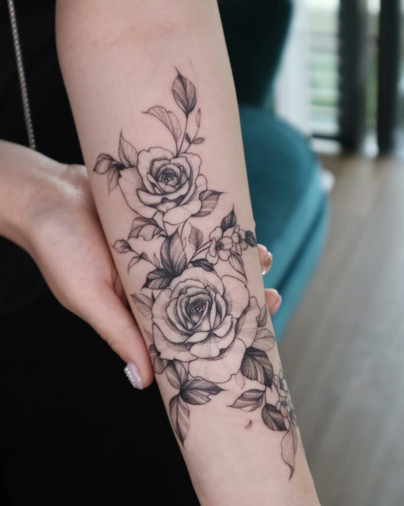 20+ AMAZING FOREARM TATTOOS FOR WOMEN - UPDATED FOR 2024 13 Rose Forearm Tattoo