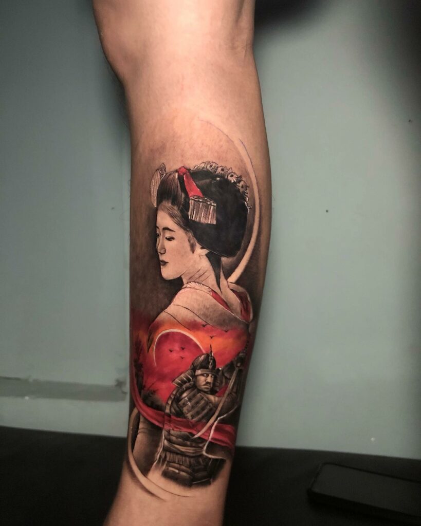 10 AMAZING SAMURAI TATTOO IDEAS + MEANINGS 16 Geisha and Samurai Tattoo