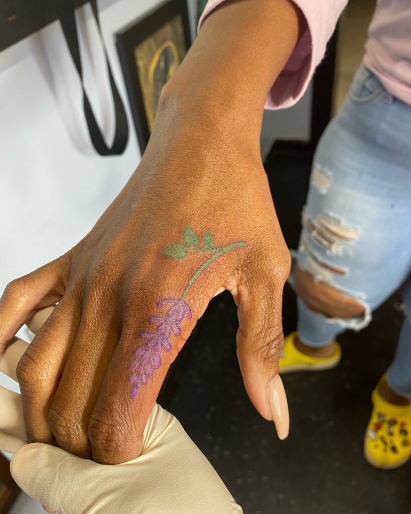 10 BEST LAVENDER TATTOOS WITH MEANINGS IN 2024 29 Lavender Finger Tattoos