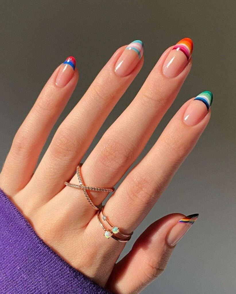 22 Latest Colorful French Tip Nail Ideas To Try In 2024! 38 LGBT And Progress Pride French Nail Design