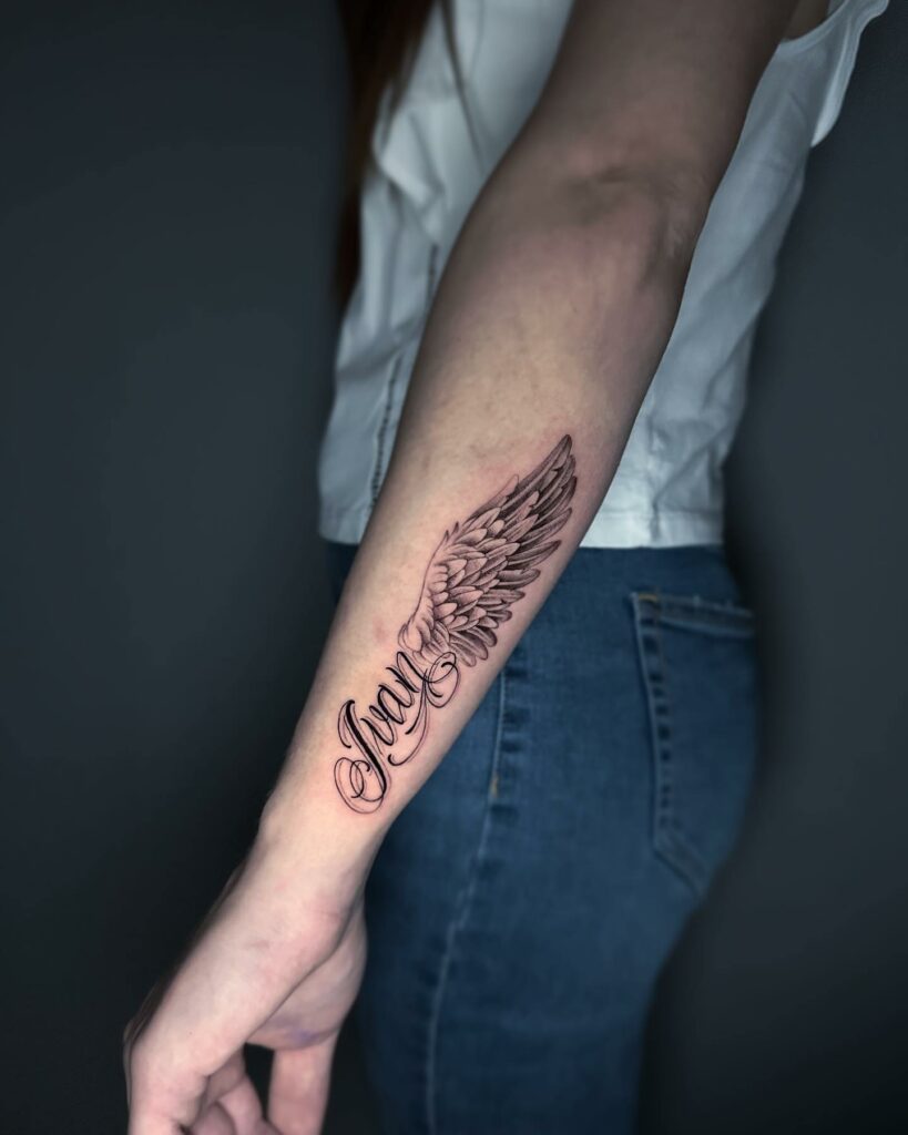 20+ AMAZING FOREARM TATTOOS FOR WOMEN - UPDATED FOR 2024 21 Wing Forearm Tattoo