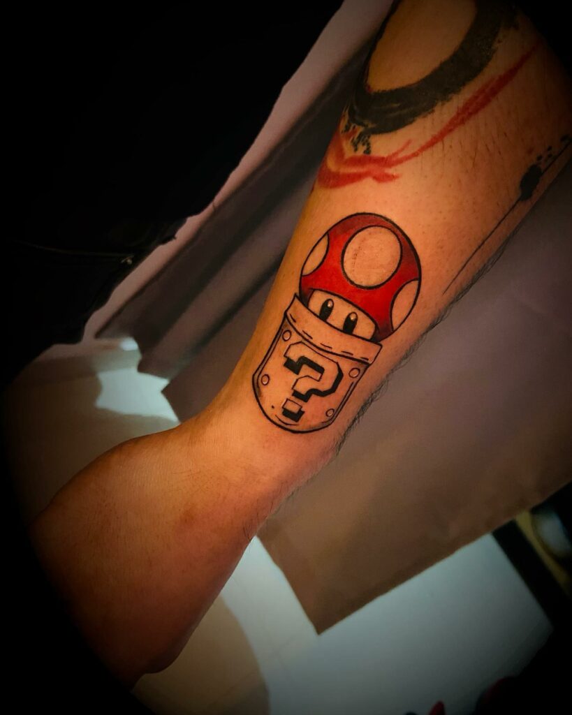 Mesmerizing Mushroom Tattoo Ideas + Meanings for 2024 19 Mario Mushroom Tattoo