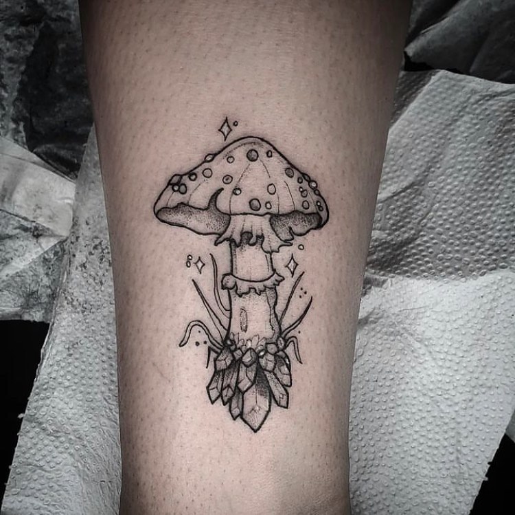 Mesmerizing Mushroom Tattoo Ideas + Meanings for 2024 11 Black and Grey Mushroom Tattoos
