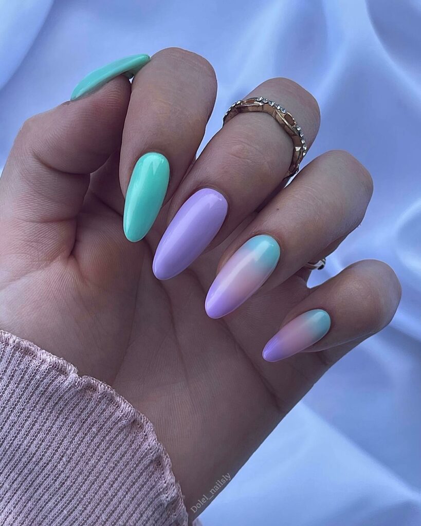 Discover 35 Purple Ombre Nail Designs To Try in 2024 20 Pastel Purple and Green Ombré Nails