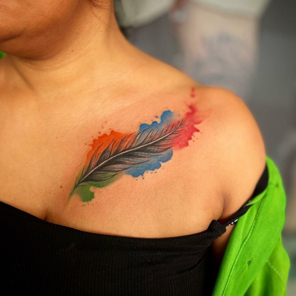 TOP 10 FEATHER TATTOO IDEAS + MEANINGS FOR 2024! 10 Vibrant Watercolor Feather Tattoo