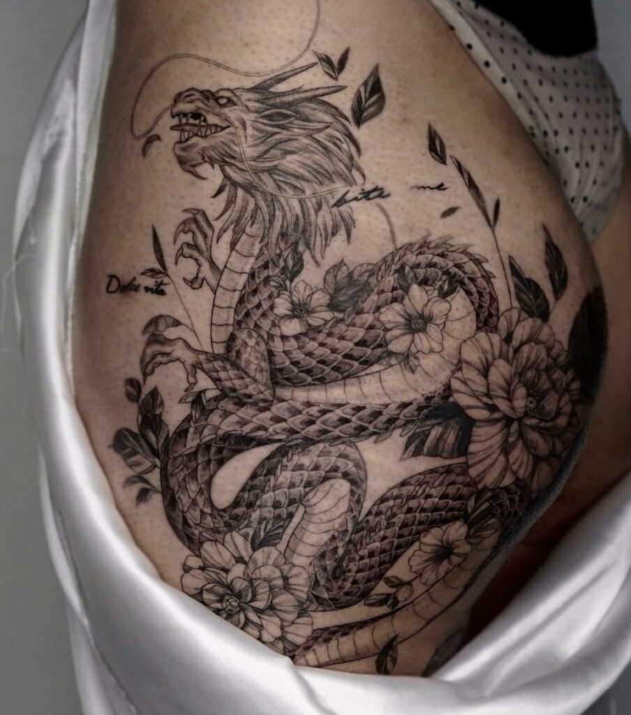 12 Amazing Thigh Tattoo Ideas - UPDATED 2024 16 Asian Inspired Thigh Tattoo