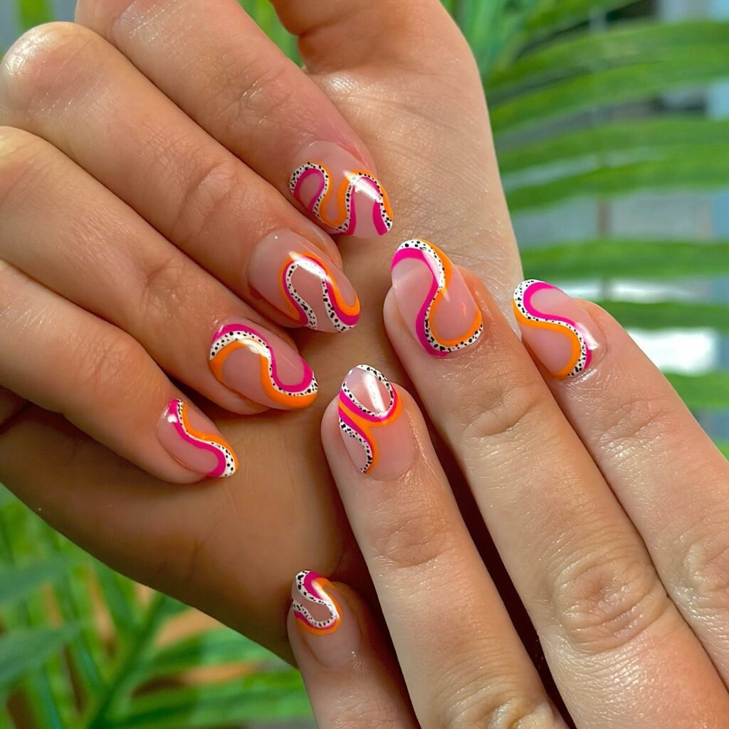 Feel Vibrant with 30 Pink And Orange Nail Designs in 2024 40 Small Pink And Orange Nails With Swirls And Dots