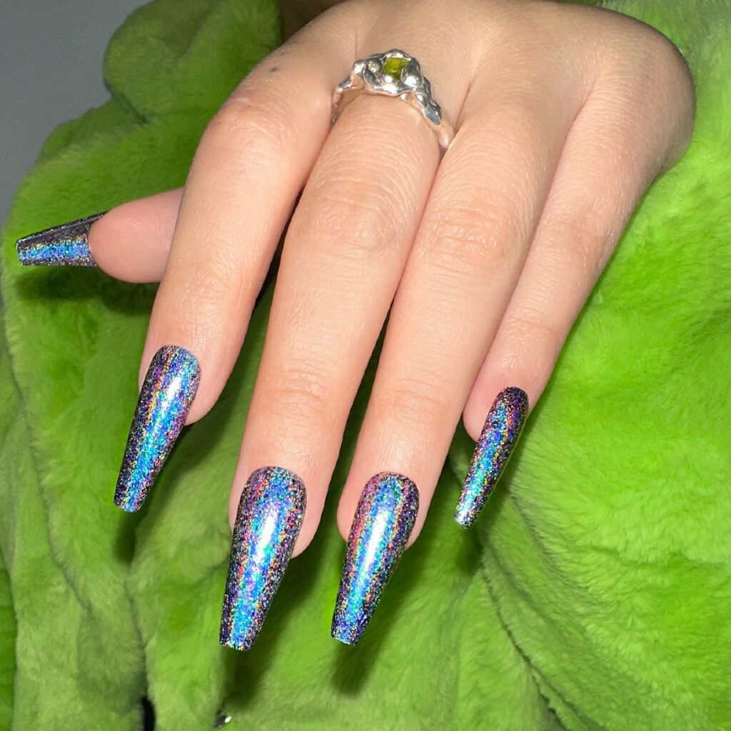 Shimmer with 30 Holographic Nail Designs in 2024 23 Holographic Coffin Nail