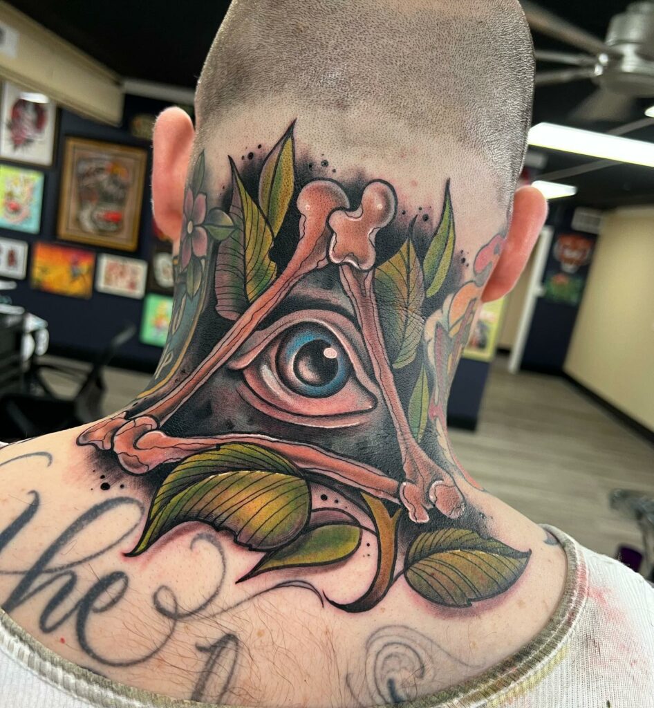 90 Latest Neck Tattoo Ideas To Inspire You In 2024! 41 The All-Seeing Eye Neck Design