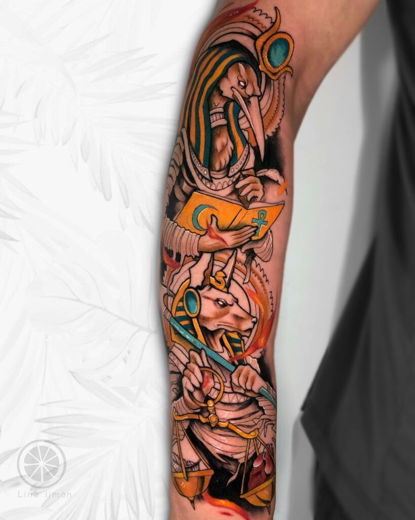 EGYPTIAN TATTOO IDEAS THAT WE LOVE IN 2024 27 Watercolor Egyptian Tattoos