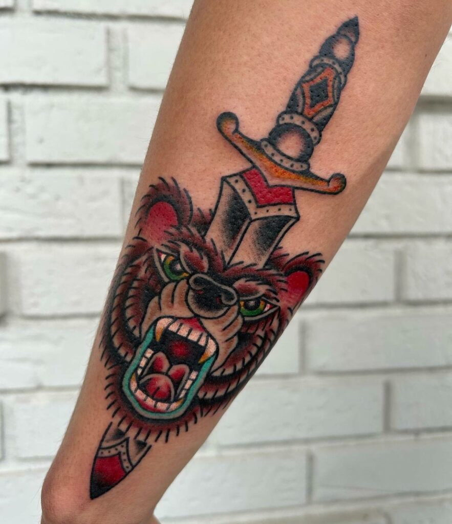 12+ Traditional Dagger Tattoo Ideas - To Inspire You In 2024 18 Dagger Through Animal Heads Tattoo