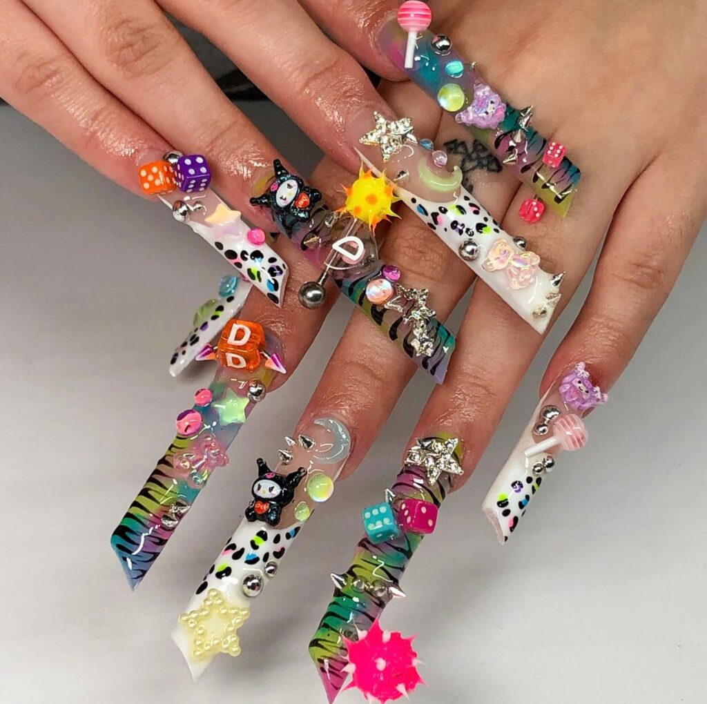 15 Latest Lipstick Shape Nail Ideas To Try In 2024! 14 Long Colorful Lipstick Shape Nails With 3D Designs