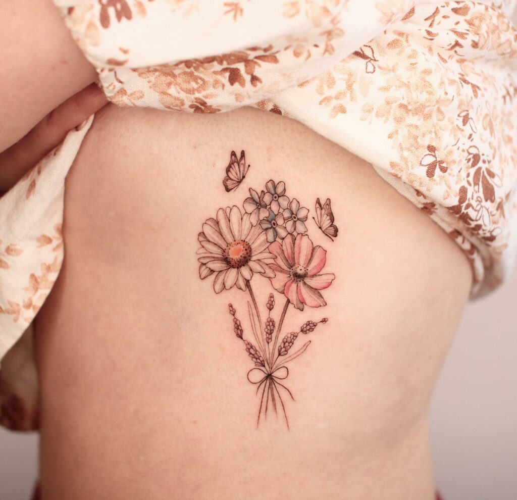 10 BEST LAVENDER TATTOOS WITH MEANINGS IN 2024 18 Chamomile and Lavender Tattoo