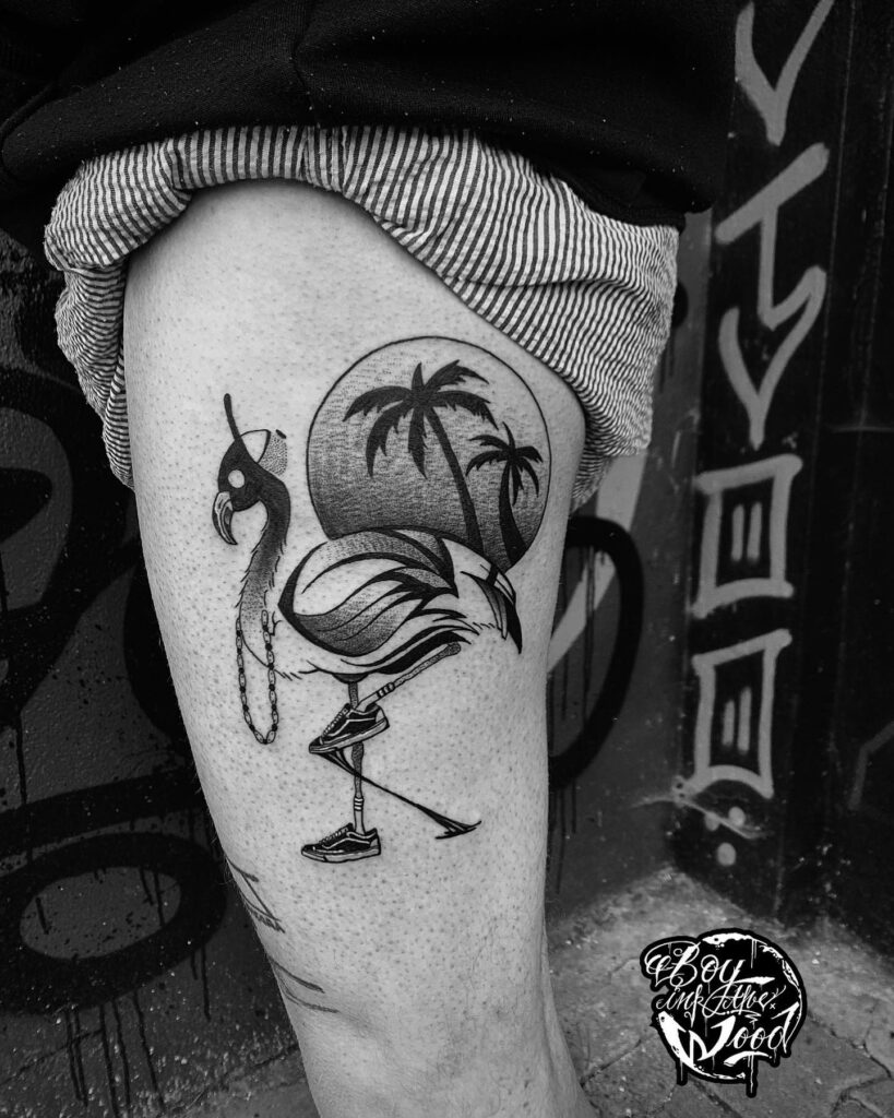 Amazing Flamingo Tattoos with Meanings To Inspire You In 2024! 13 Dot Work Flamingo Tattoo