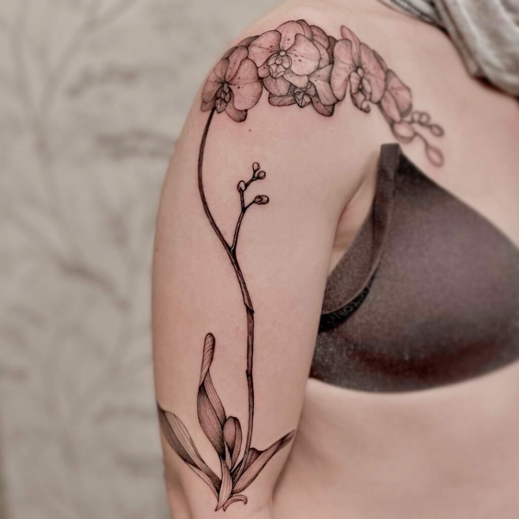 AMAZING ORCHID TATTOOS + THEIR COOL MEANINGS 24 Graphic Orchid Tattoo