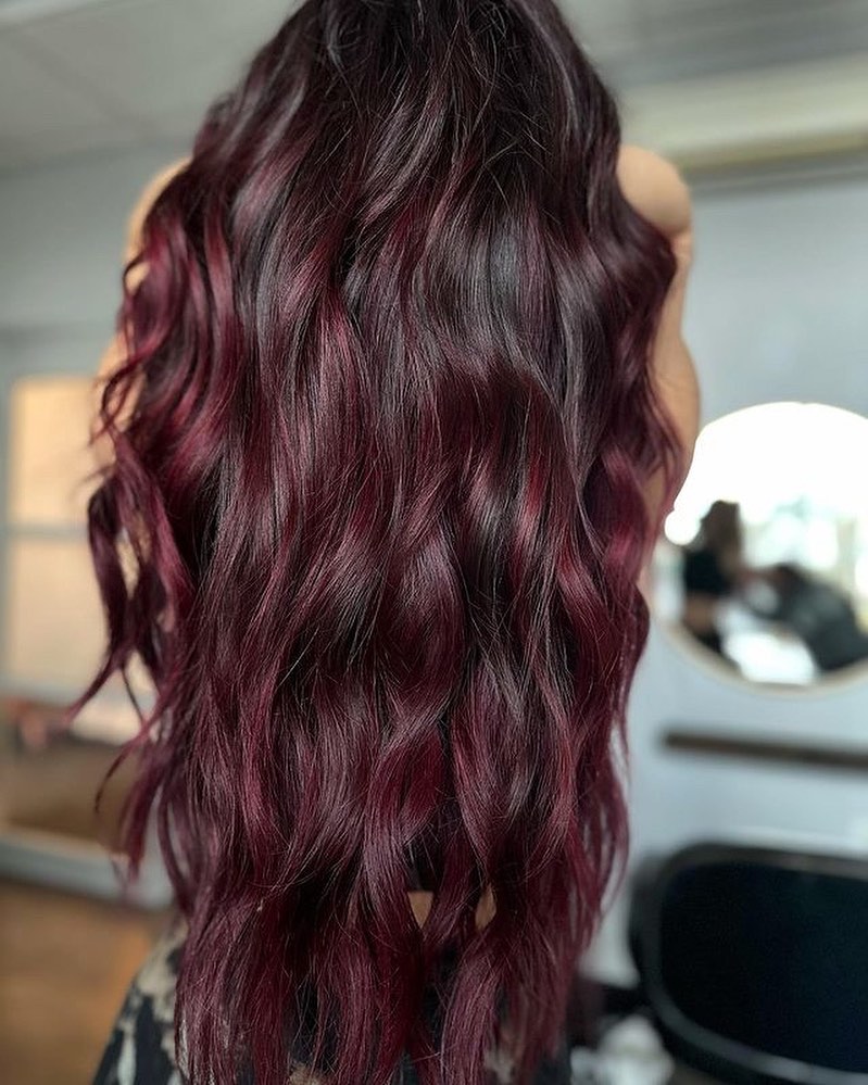 40 Purple Highlight Hair Ideas to Try in 2024 22 Deep Magenta
