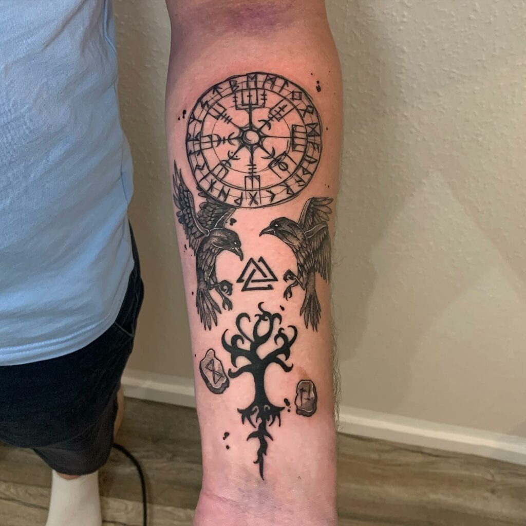 AMAZING VALKNUT TATTOOS & THEIR MEANINGS IN 2024 14 Vegvisir and Valknut Tattoo