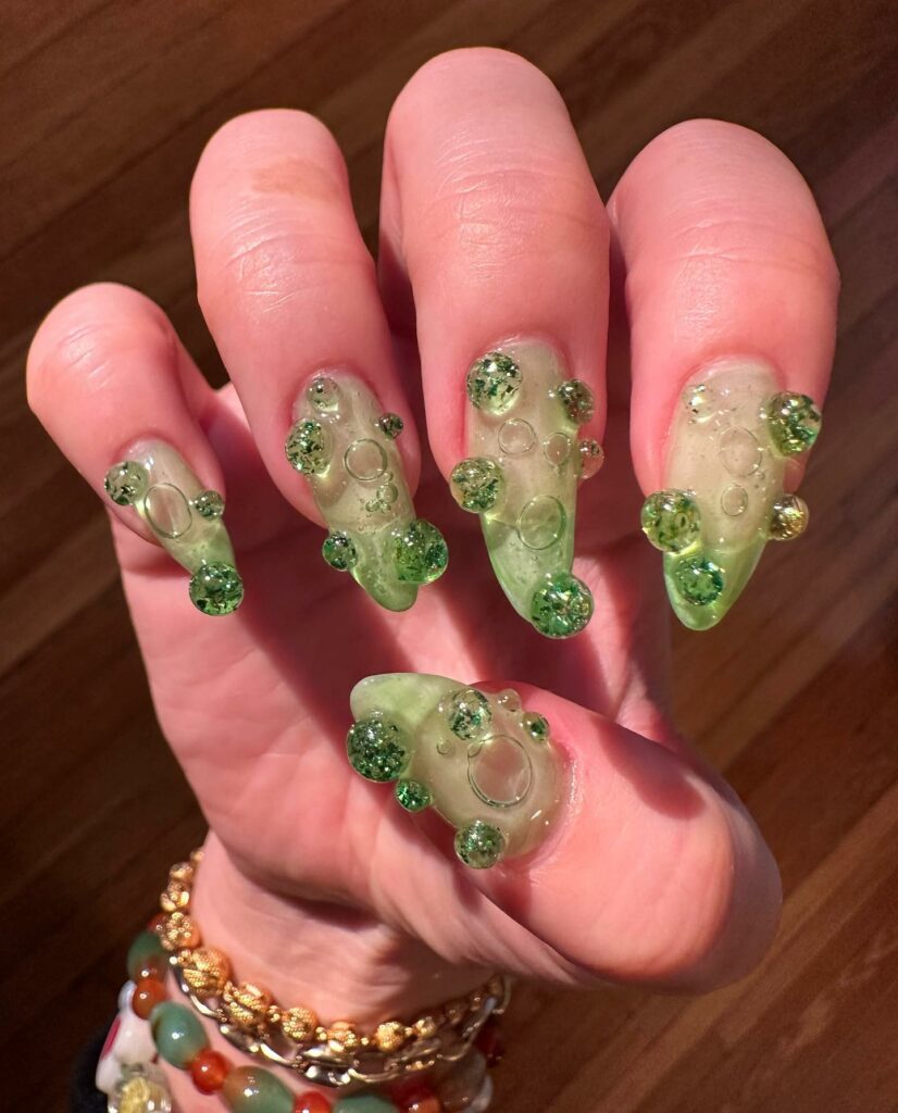 20 Latest Bubble Nail Ideas To Try In 2024! 29 Bubble Green Nails