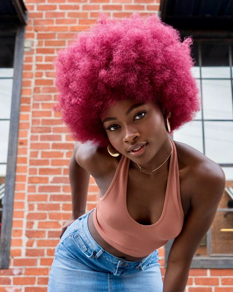 45 Pink Hairstyles to Add a Pop of Color to Your Look in 2024 35 Pink Afro Hair