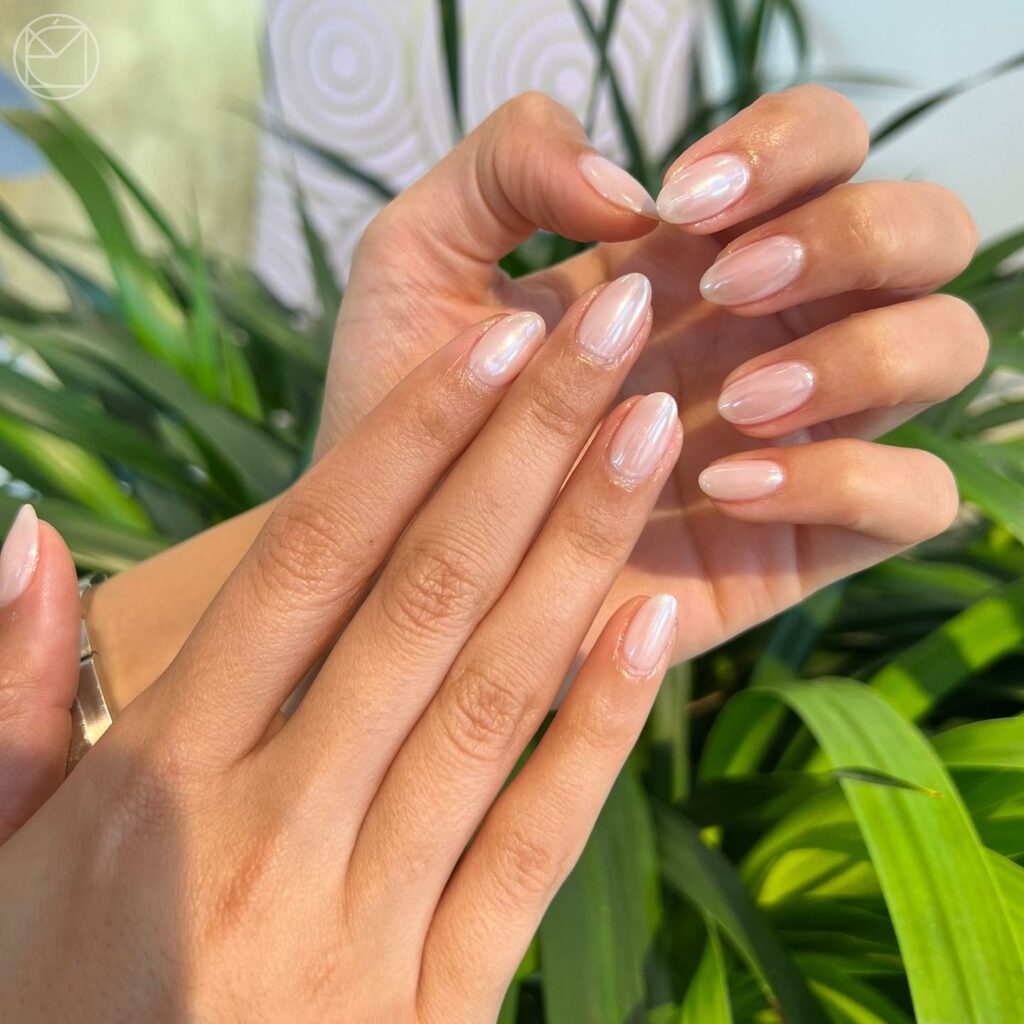 Find Your Style with 28 Beige Nail Designs of 2024 33 Almond Nails With Shimmering Beige