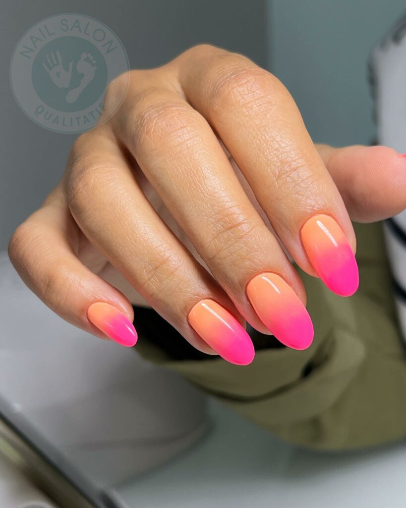 30 Latest Orange Ombre Nail Designs To Try In 2024! 18 Orange And Pink Ombre Almond Nails