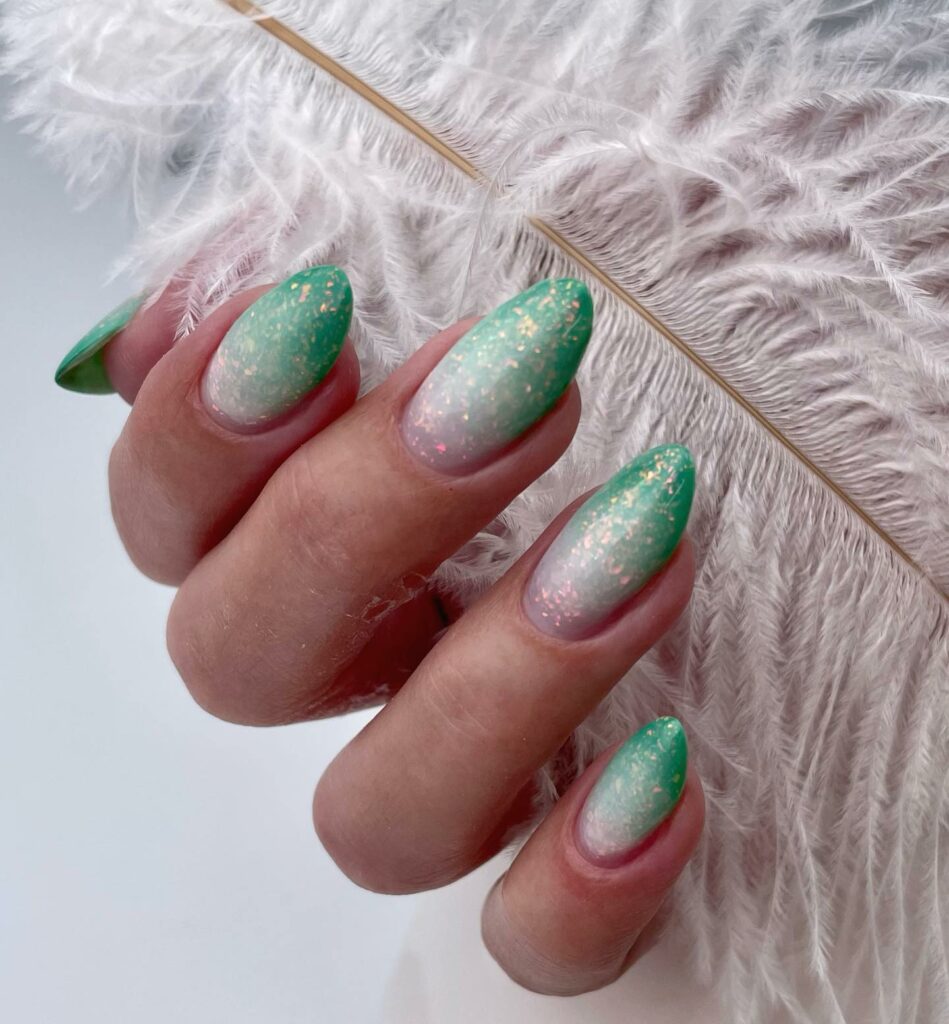 Feel Tropical with 35 Tropical Nails Designs for 2024 11 Turquoise Sparkle Ombre