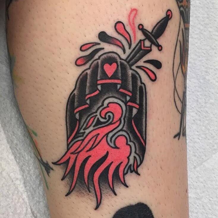 11+ Cloak And Dagger Tattoo Ideas That Will Blow Your Mind! 13 Flaming Cloak And Dagger Tattoo