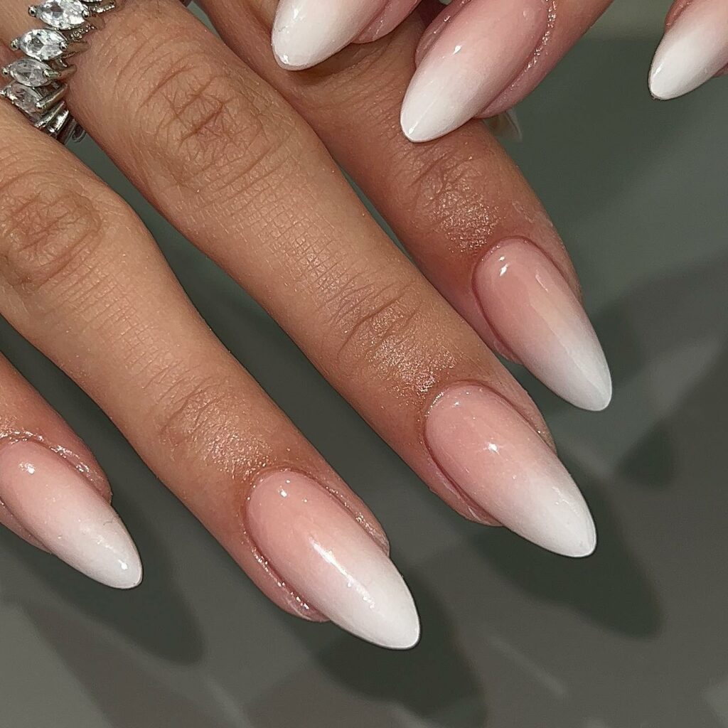 Admire 25 White Almond Nail Designs of 2024 14 White Ombre Almond Nails