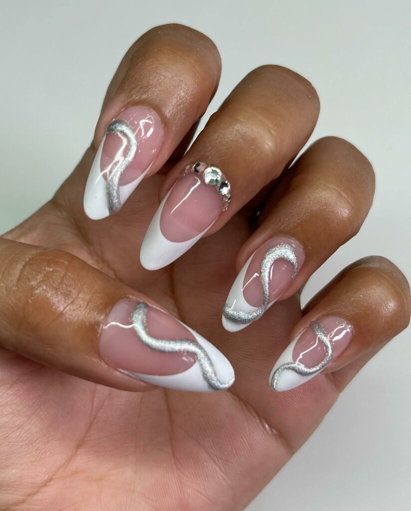 45 Latest Nails With Rhinestones Designs To Try In 2024! 15 French Twist