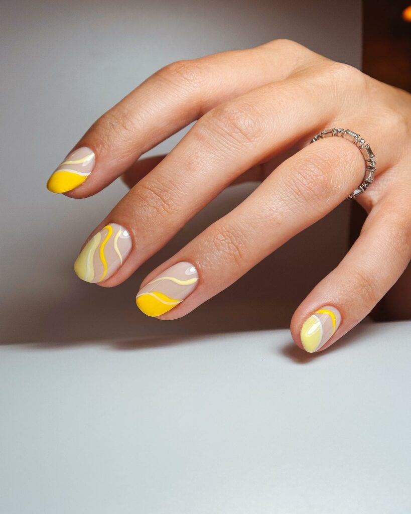 21 Latest Yellow French Tip Nail Designs To Try in 2024! 14 Abstract Yellow French Nails