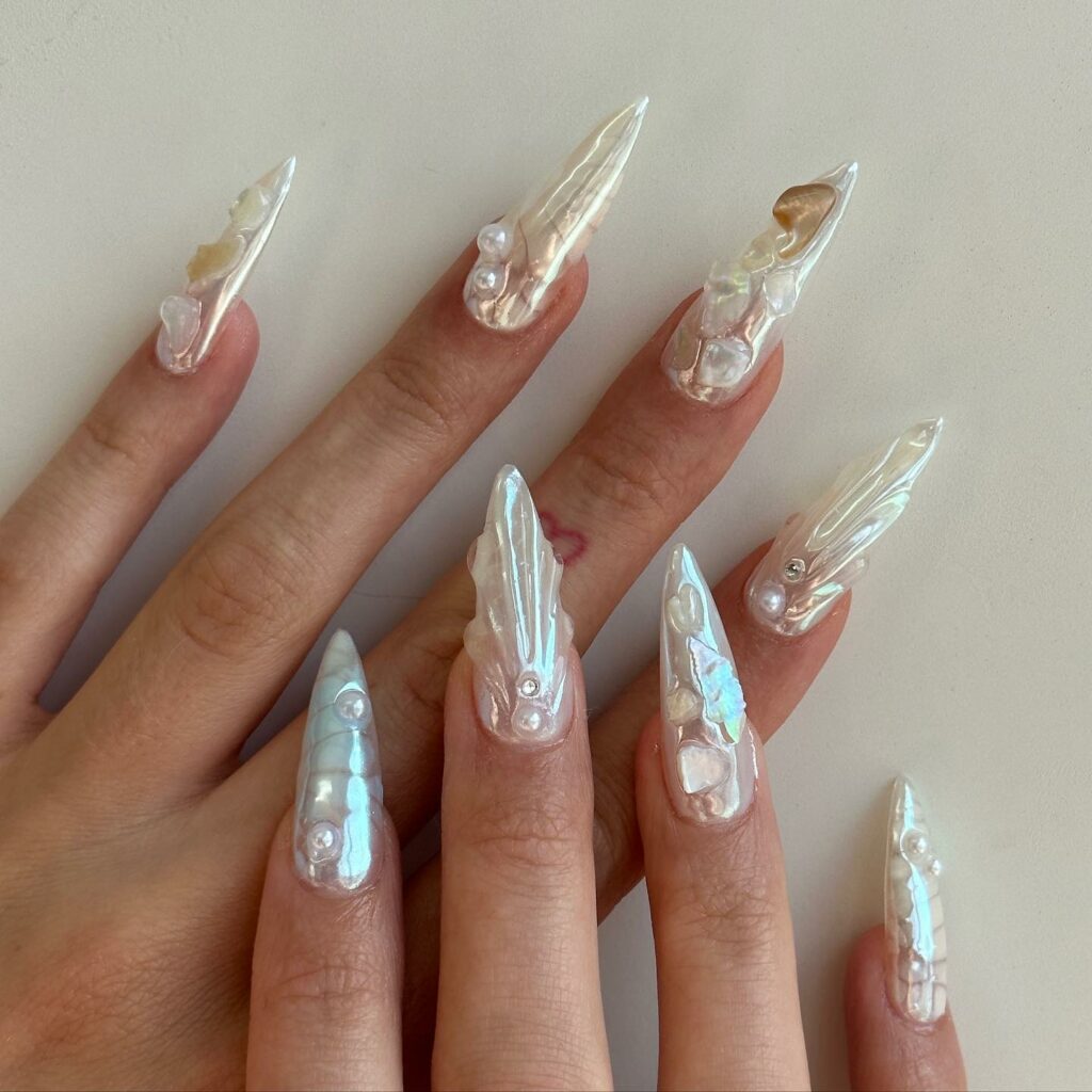 Feel Tropical with 35 Tropical Nails Designs for 2024 13 Clear & White Mermaid Nails