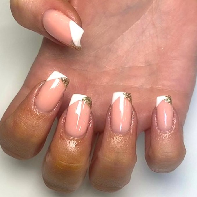 Check Out 30 Glitter French Tip Nail Designs of 2024 29 Two-Toned French Glitter Nails