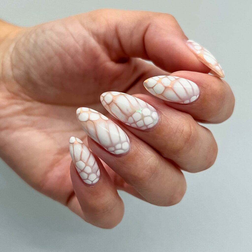 30 Latest Snake Nail Designs To Try In 2024! 15 White Skin Nails