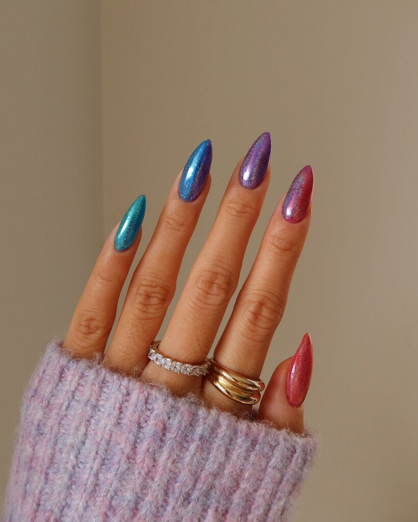 29 Latest Metallic Nail Designs To Try In 2024! 11 Colorful Metalic