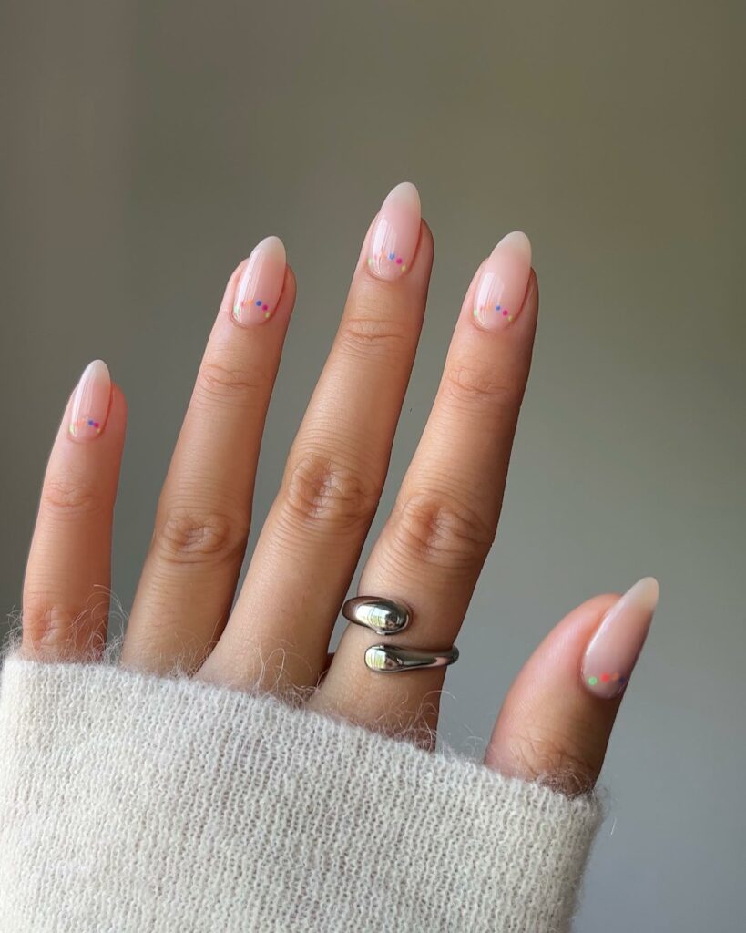 20 Latest Minimalist Nail Ideas To Try In 2024! 21 Minimalist Nails With Rainbow Dot Design