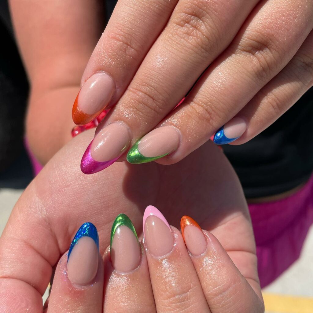 22 Latest Colorful French Tip Nail Ideas To Try In 2024! 40 Colorful Chrome French Nail