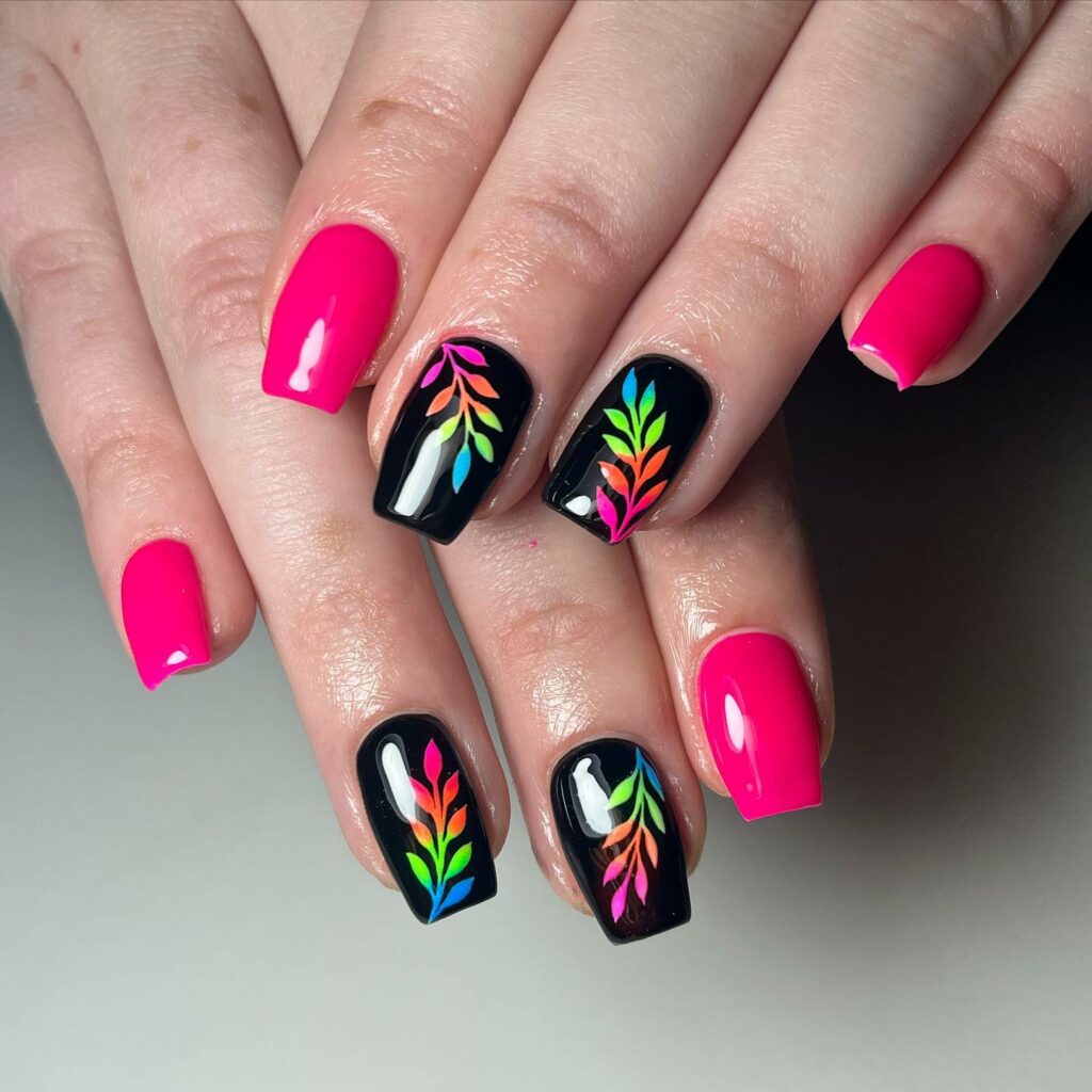 Indulge in 35 Black And Pink Nail Designs To Try in 2024 25 Tropical Silhouette