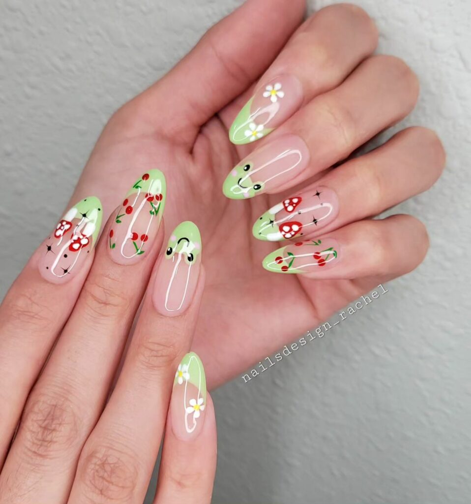 Hop into Fun with 20 Frog Nail Designs in 2024 26 Frog Nails With Cheery And Mushroom