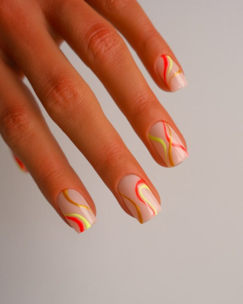 Experiment with 30 Short Square Nail Designs in 2024 45 Swirl On Short Square Nails