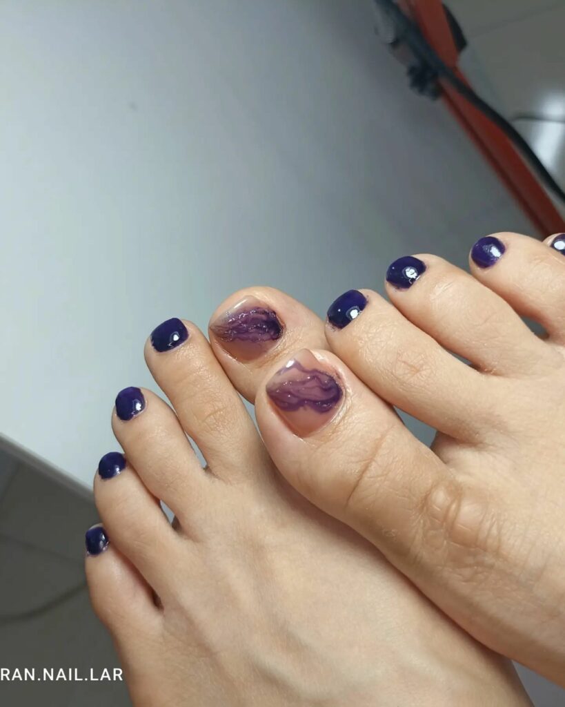 15 Latest Dark Purple Pedicure Designs To Try In 2024! 20 Dark Purple Swirl Accent Pedicure