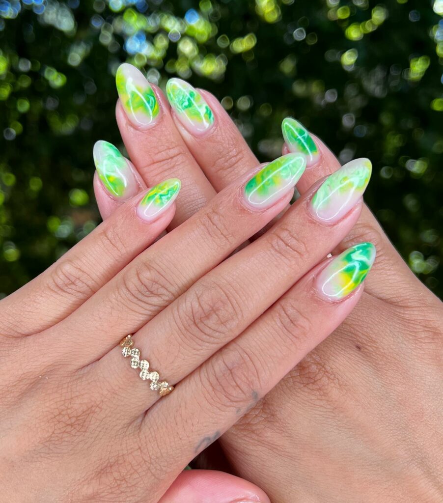 Refresh with 30 Green Ombre Nail Designs in 2024 25 Green Marble Ombre Nails