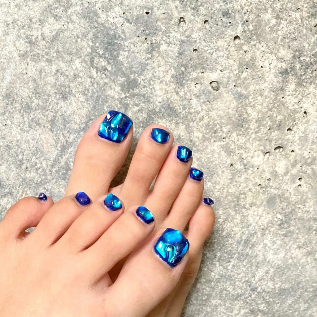 27 Latest Blue Pedicure Designs To Try In 2024! 12 Subtle Glamour by Betina Goldstein